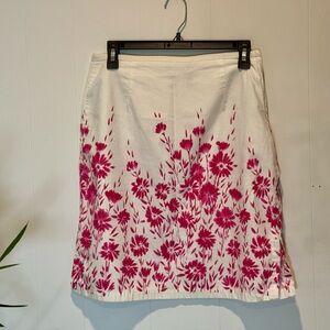 Liz Claiborne Pink White Floral Pink Skirt Size 8